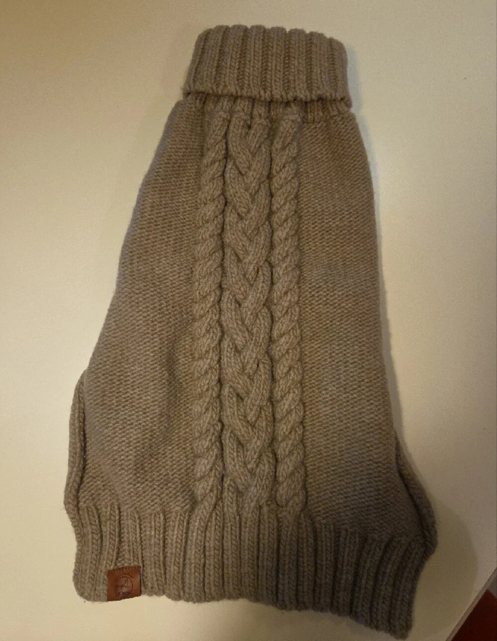 Chunky Warm Gray or Natural Lambs-Wool Dog Sweater U.S.A.